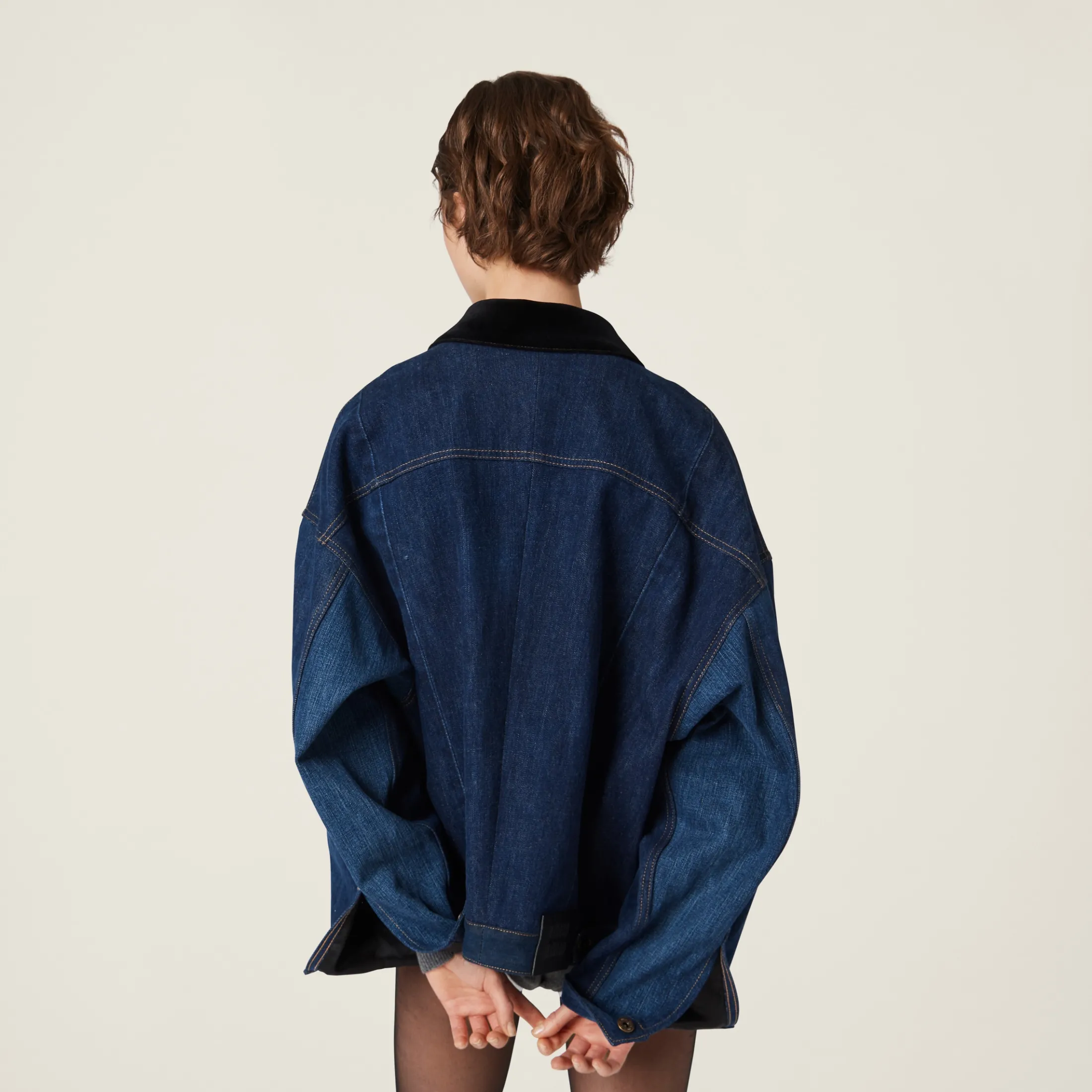 Navy Denim Trucker Jacket | Miu Miu