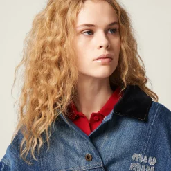 Navy Denim Trucker Jacket | Miu Miu