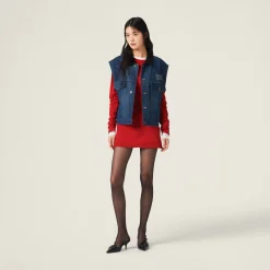 Navy Denim Trucker Vest | Miu Miu