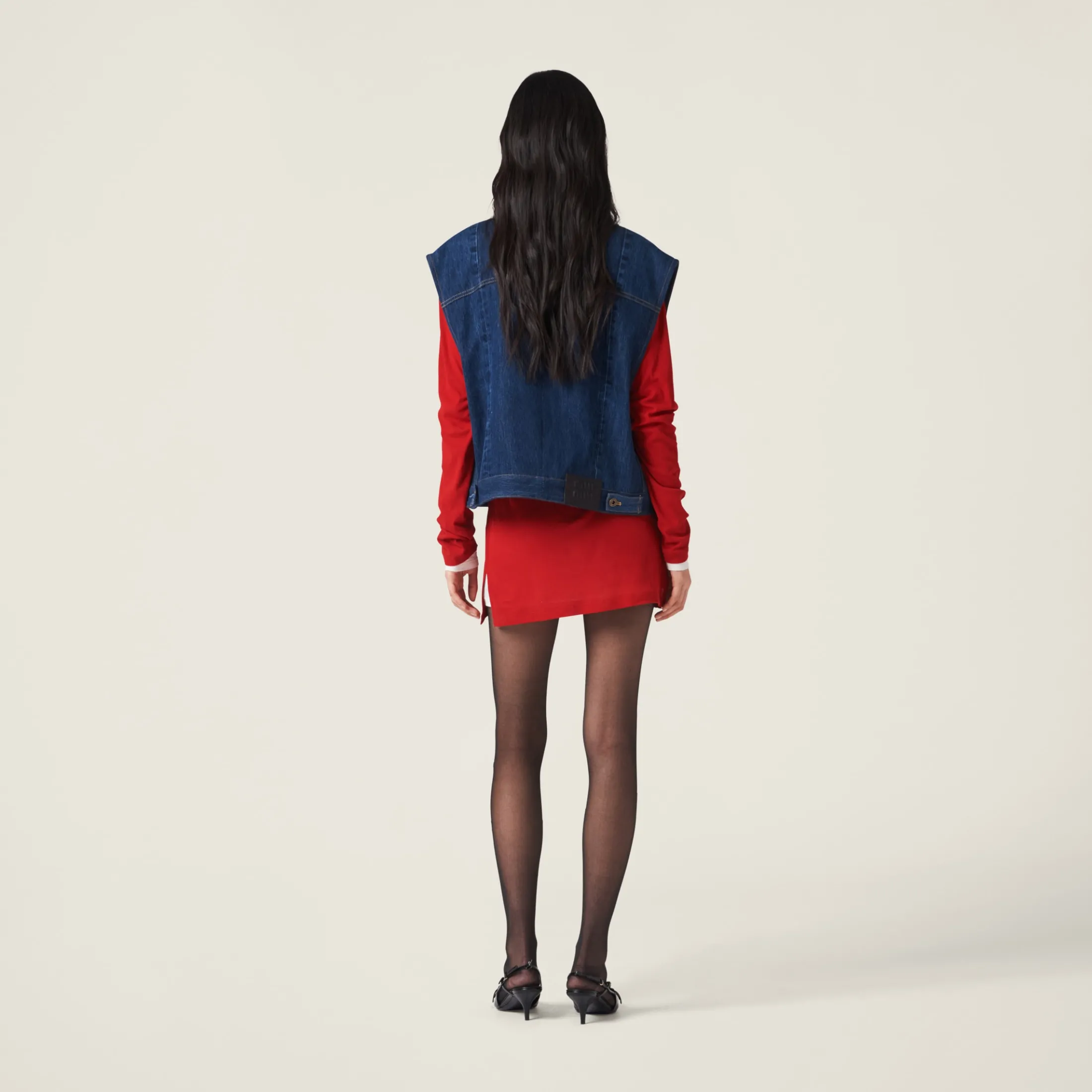 Navy Denim Trucker Vest | Miu Miu