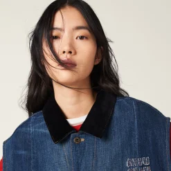 Navy Denim Trucker Vest | Miu Miu