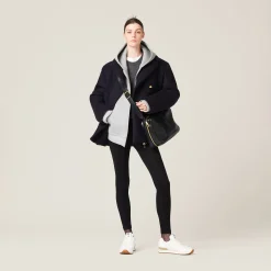 Navy Double-breasted Cloth Peacoat Jacket | Miu Miu