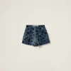 Navy Embellished Denim Shorts | Miu Miu