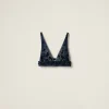 Navy Embellished Denim Top | Miu Miu