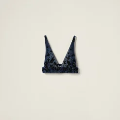 Navy Embellished Denim Top | Miu Miu