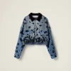 Navy Embellished Denim Trucker Jacket | Miu Miu