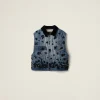 Navy Embellished Denim Trucker Vest | Miu Miu