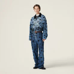 Navy Embellished Denim Trucker Jacket | Miu Miu