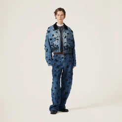 Navy Embellished Five-pocket Denim Jeans | Miu Miu
