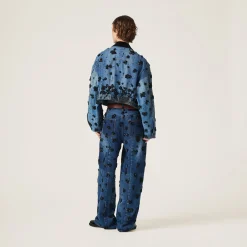 Navy Embellished Five-pocket Denim Jeans | Miu Miu