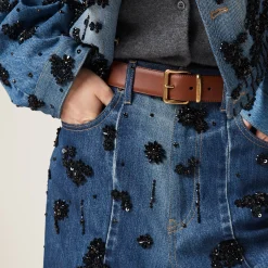 Navy Embellished Five-pocket Denim Jeans | Miu Miu