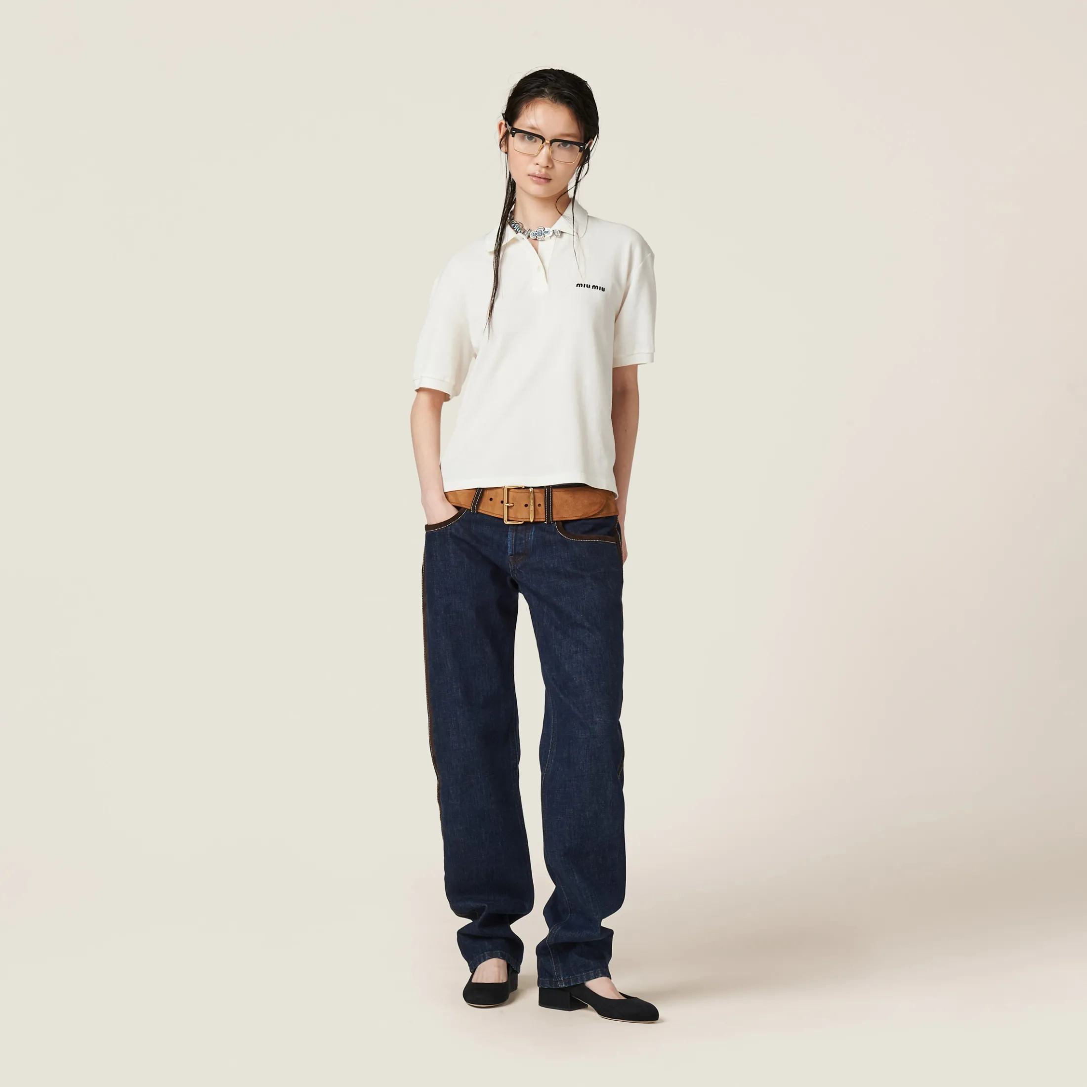 Navy Five-pocket Denim Jeans | Miu Miu