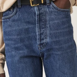 Navy Flared Denim Jeans | Miu Miu
