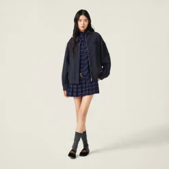 Navy Gabardine Blouson Jacket | Miu Miu