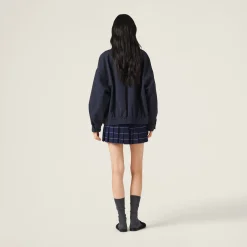 Navy Gabardine Blouson Jacket | Miu Miu