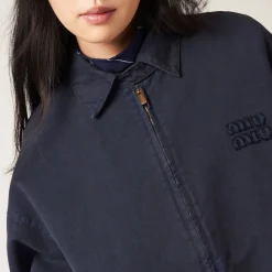 Navy Gabardine Blouson Jacket | Miu Miu