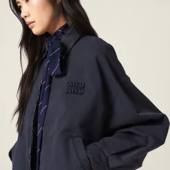 Navy Gabardine Blouson Jacket | Miu Miu