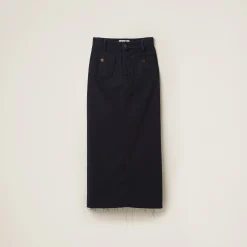 Navy Garment-dyed Drill Midi-skirt | Miu Miu