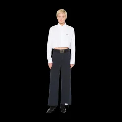 Navy Garment-dyed Drill Pants | Miu Miu
