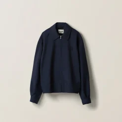 Navy Mohair Blouson Jacket | Miu Miu