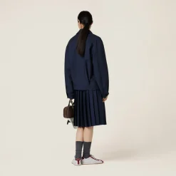 Navy Mohair Blouson Jacket | Miu Miu