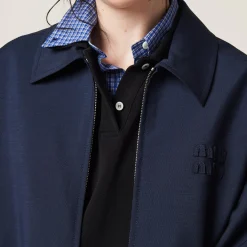 Navy Mohair Blouson Jacket | Miu Miu