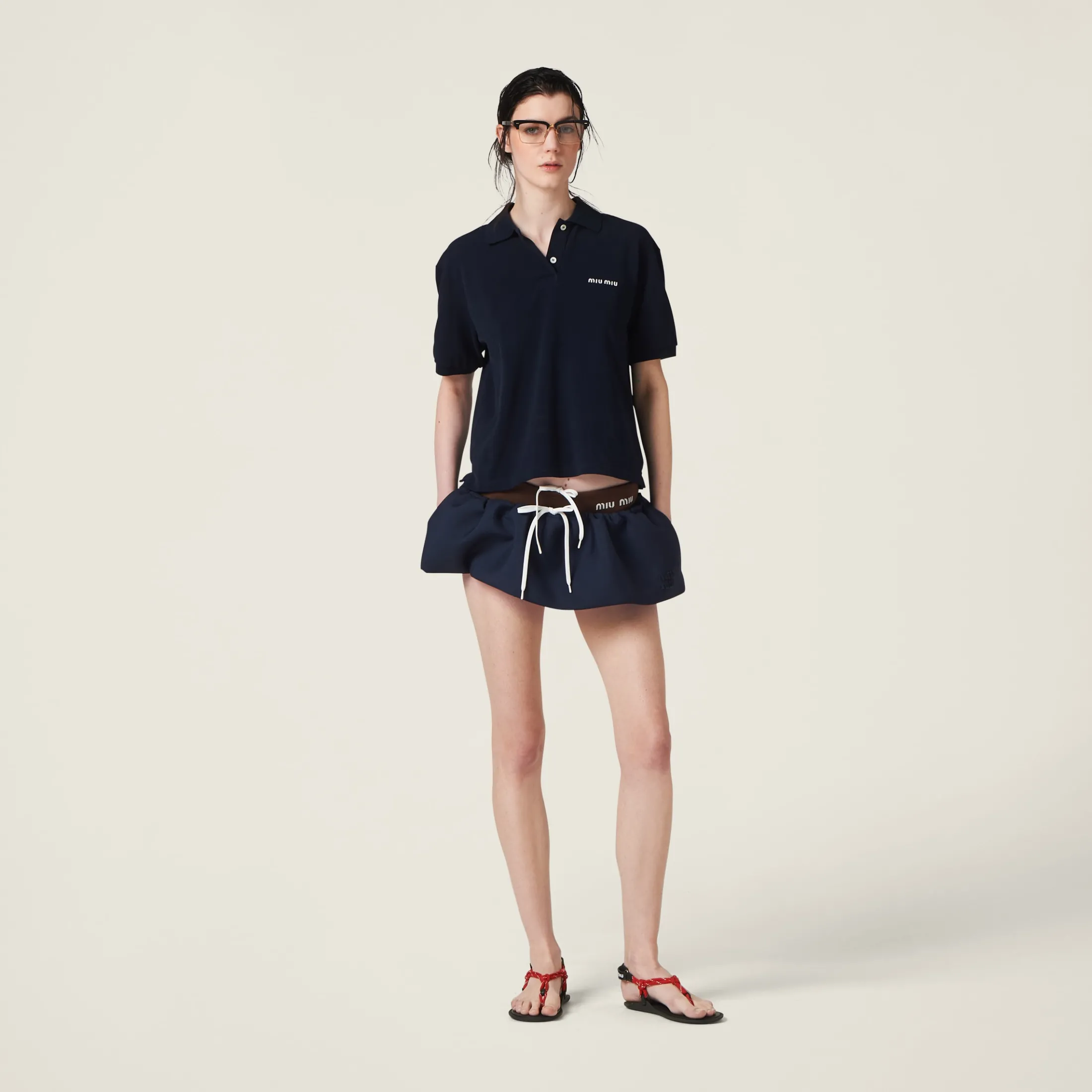 Navy Mohair Miniskirt | Miu Miu