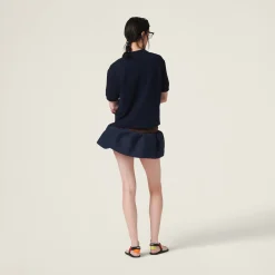 Navy Mohair Miniskirt | Miu Miu