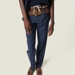 Navy Mohair Pants | Miu Miu