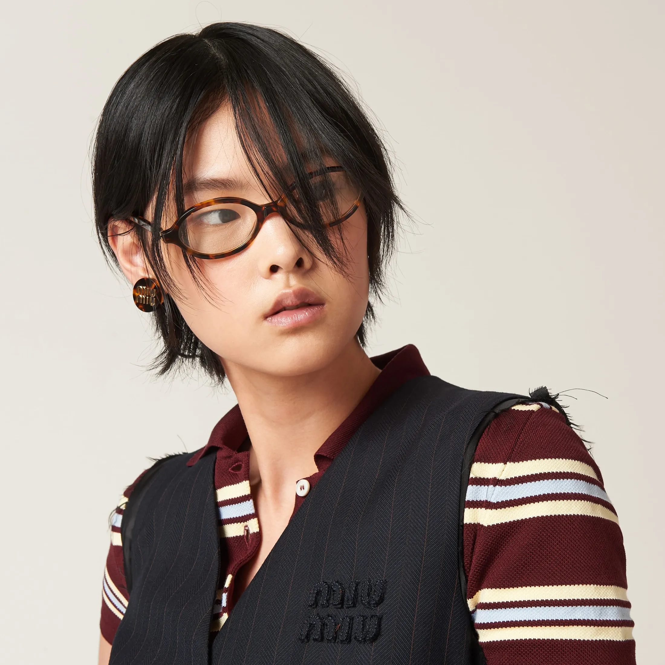 Navy Pinstriped Mini-dress | Miu Miu