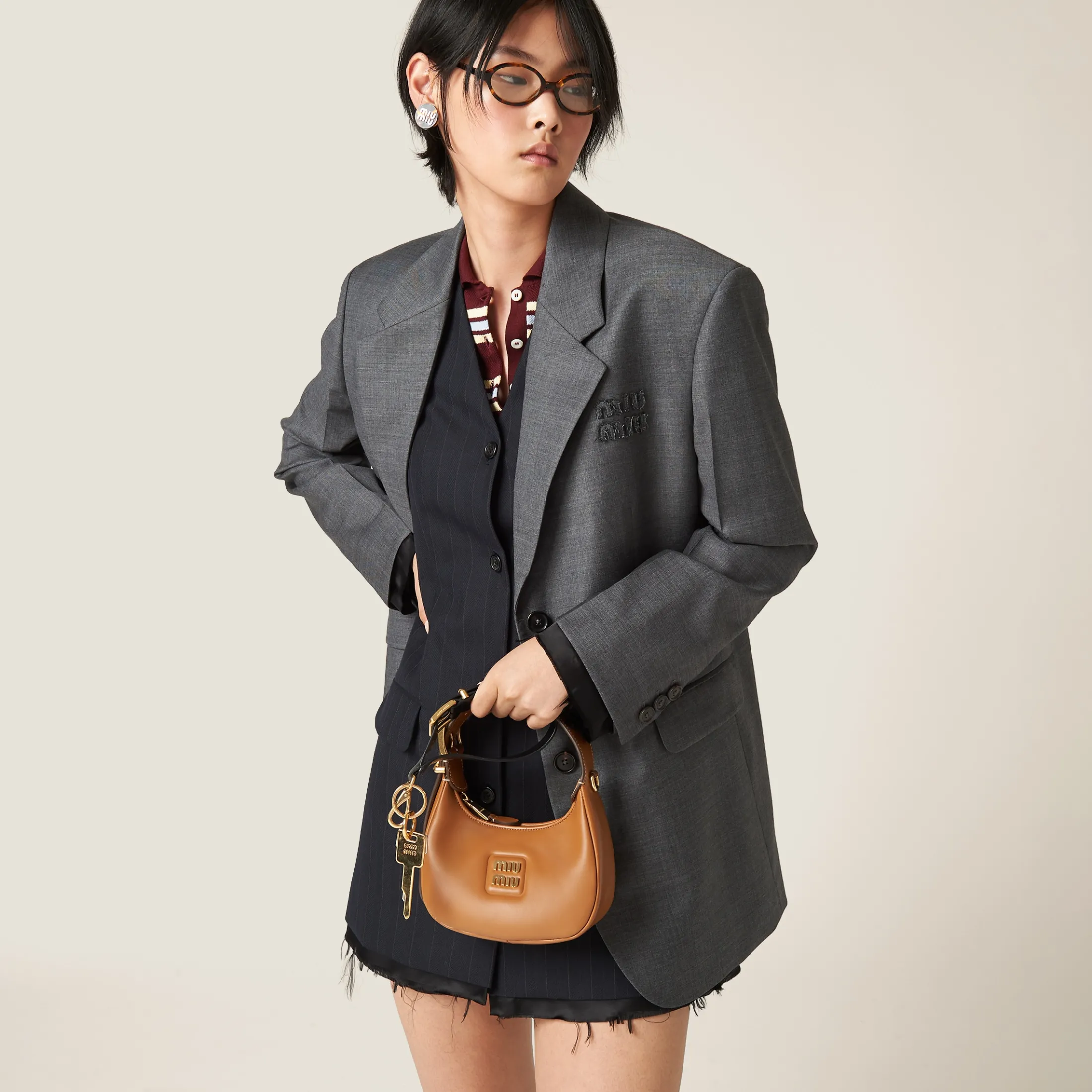 Navy Pinstriped Mini-dress | Miu Miu