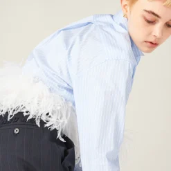 Navy Pinstriped Pants | Miu Miu