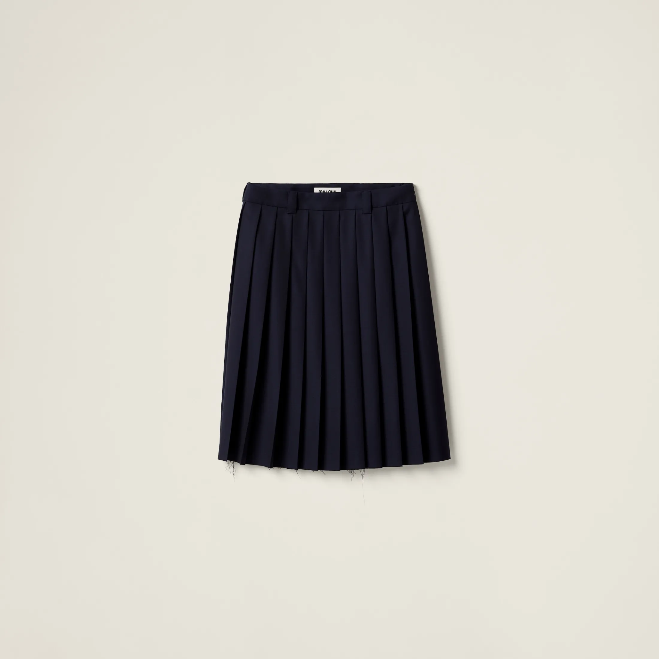 Navy Pleated Batavia Skirt | Miu Miu