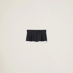 Navy Pleated Pinstripe Miniskirt | Miu Miu