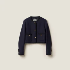 Navy Single-breasted Cloth Jacket | Miu Miu