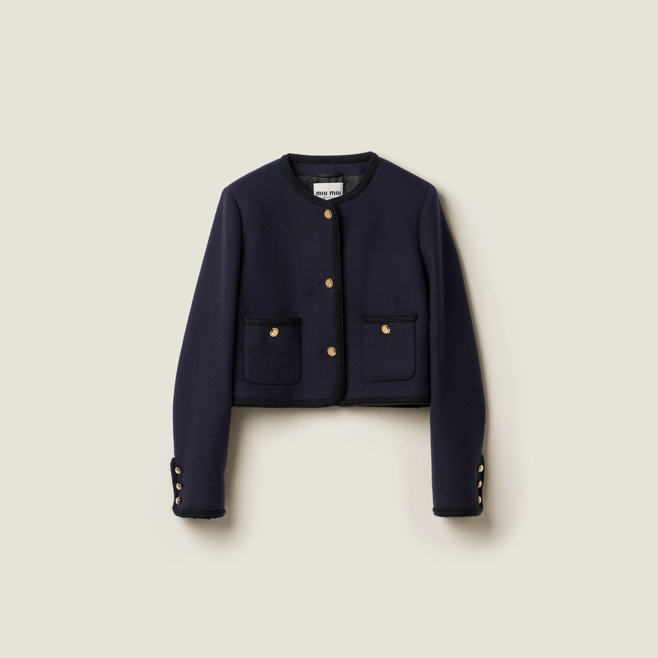 Navy Single-breasted Cloth Jacket | Miu Miu