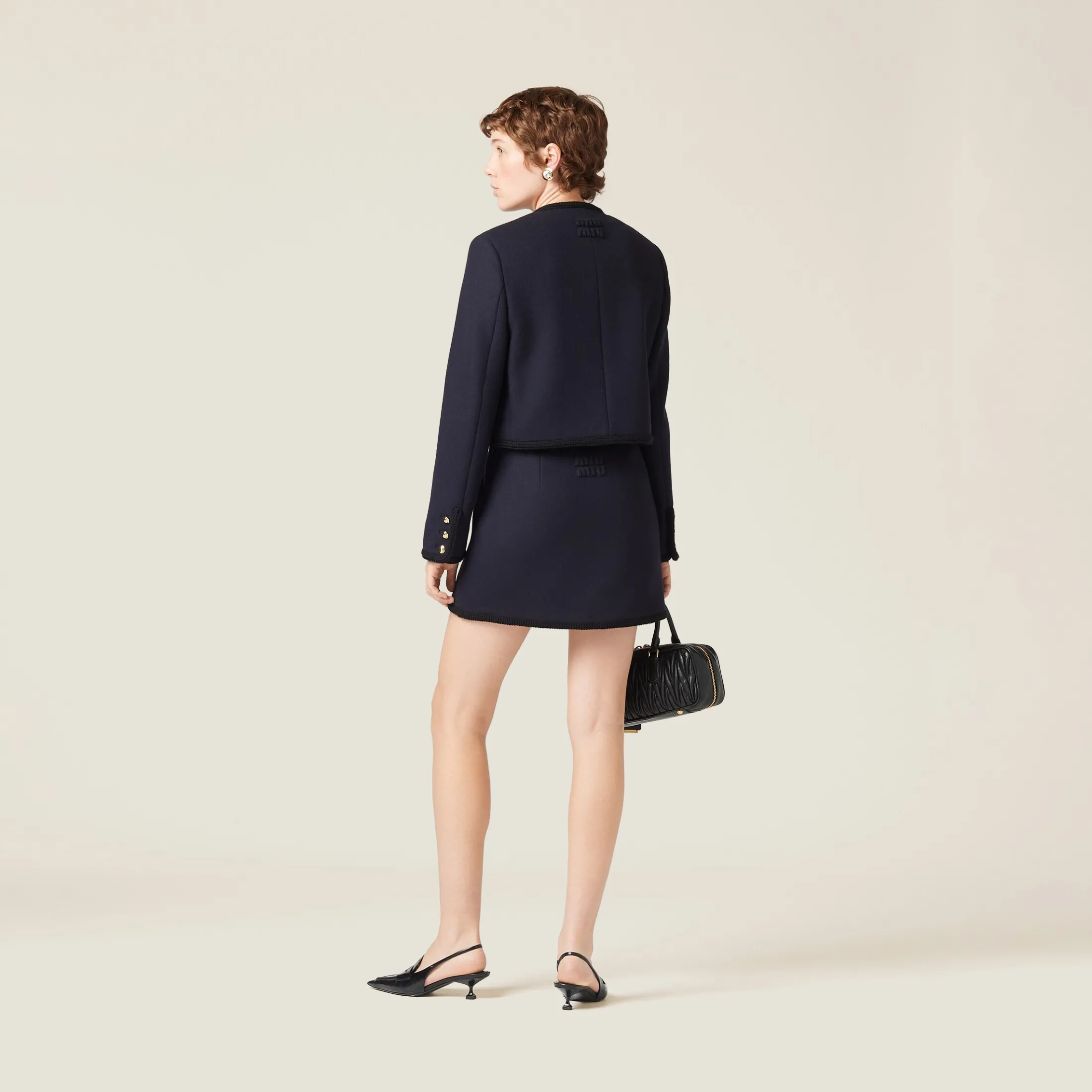 Navy Single-breasted Cloth Jacket | Miu Miu