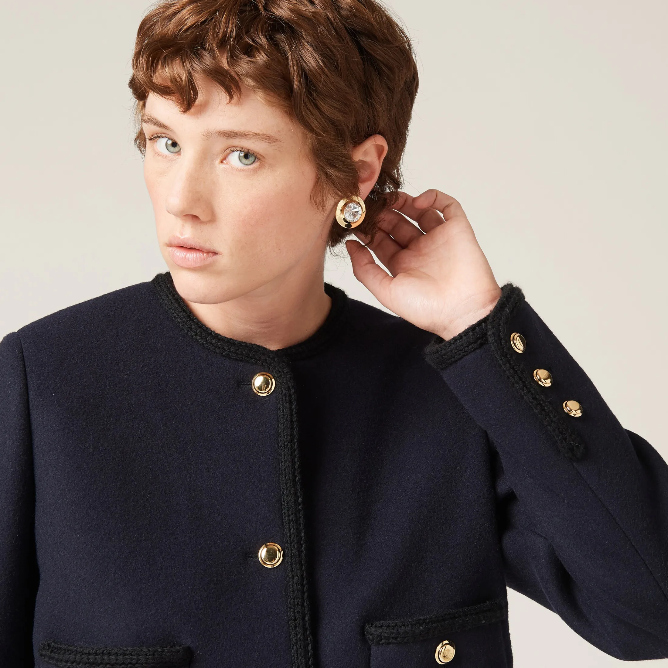 Navy Single-breasted Cloth Jacket | Miu Miu