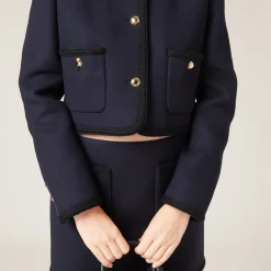 Navy Single-breasted Cloth Jacket | Miu Miu