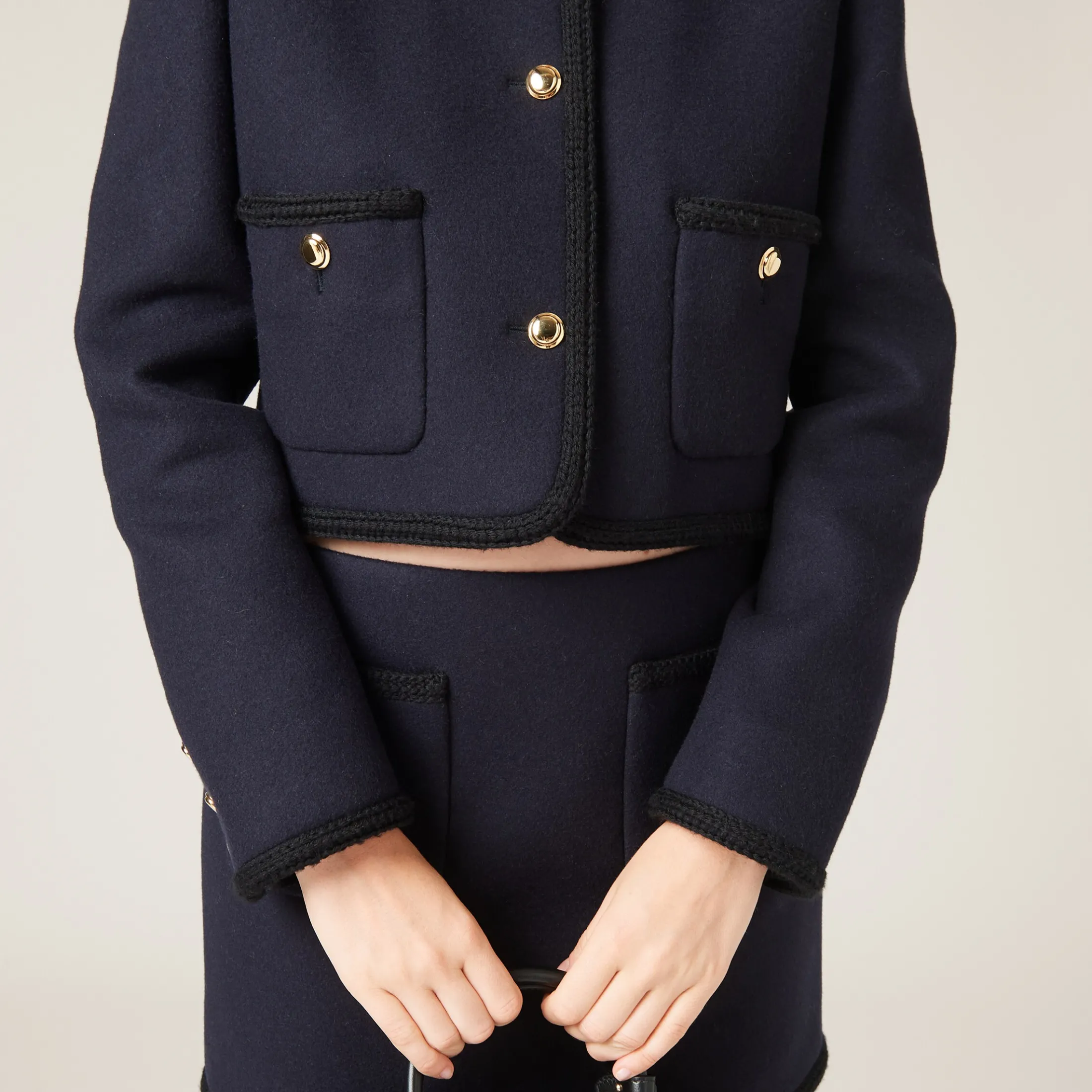 Navy Single-breasted Cloth Jacket | Miu Miu