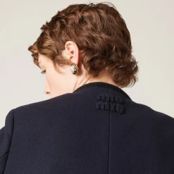 Navy Single-breasted Cloth Jacket | Miu Miu
