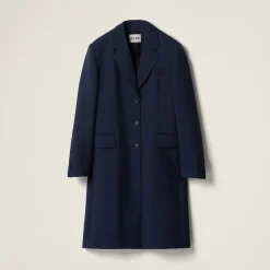 Navy Single-breasted Mohair Coat | Miu Miu