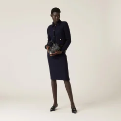Navy Single-breasted Tweed Jacket | Miu Miu