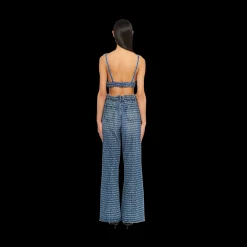 Navy Single-breasted Tweed Top | Miu Miu