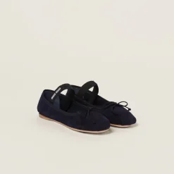 Navy Suede Ballerinas | Miu Miu