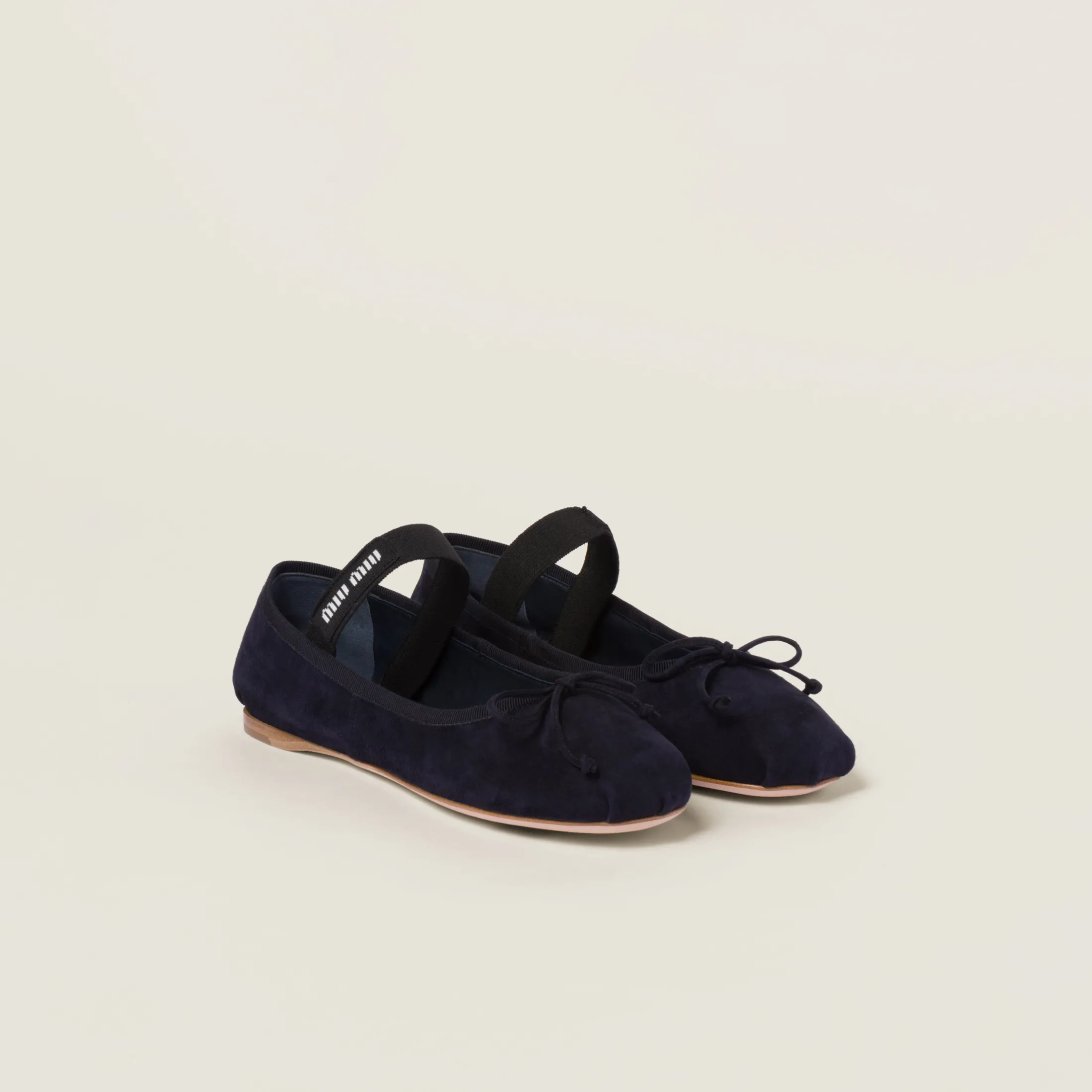 Navy Suede Ballerinas | Miu Miu