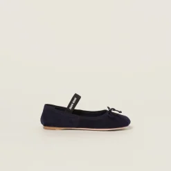 Navy Suede Ballerinas | Miu Miu