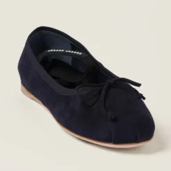 Navy Suede Ballerinas | Miu Miu