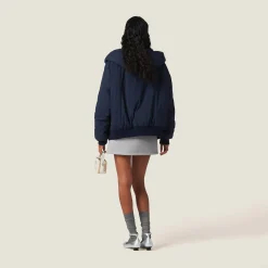 Navy Technical Pongé Blouson Jacket | Miu Miu