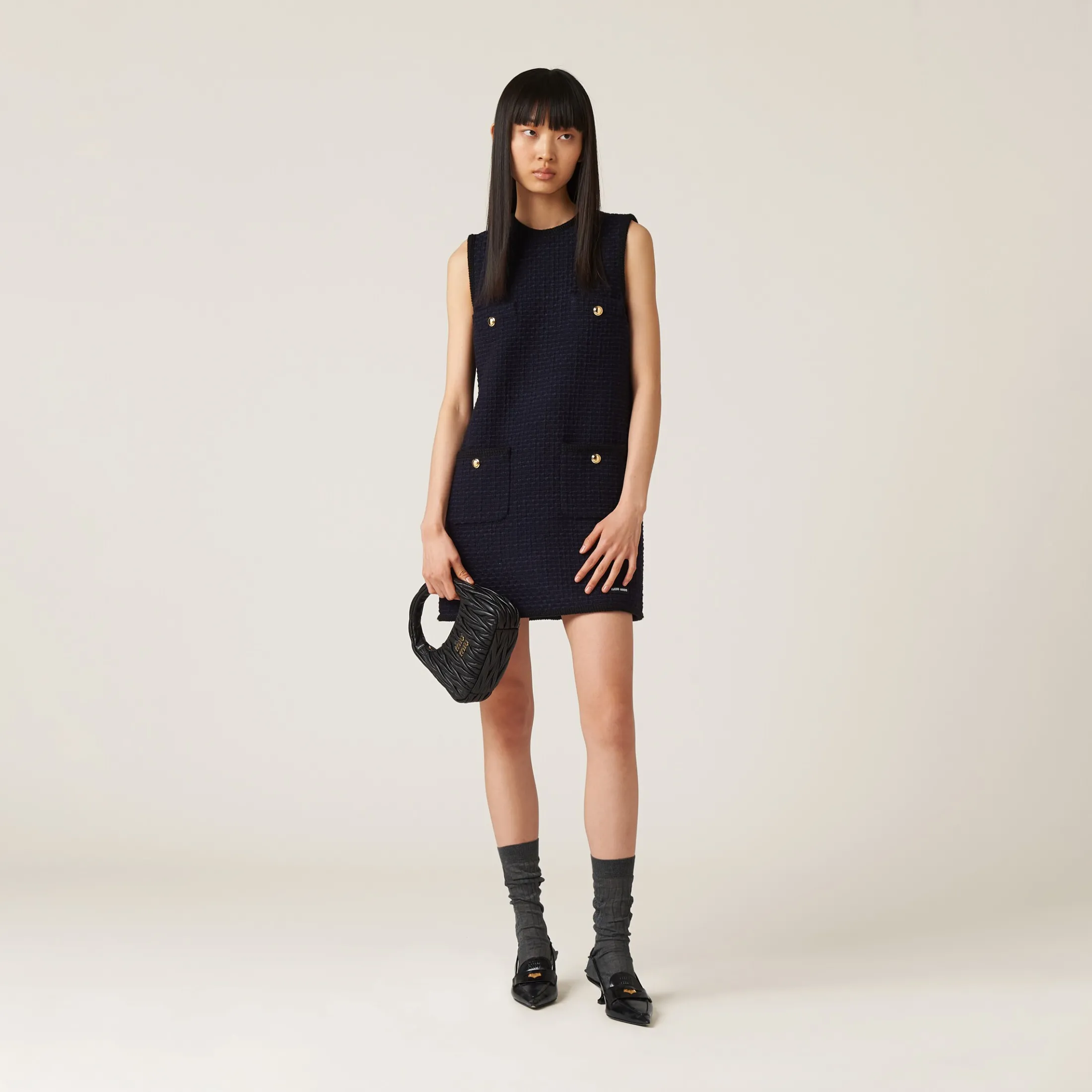 Navy Tweed Mini-dress | Miu Miu